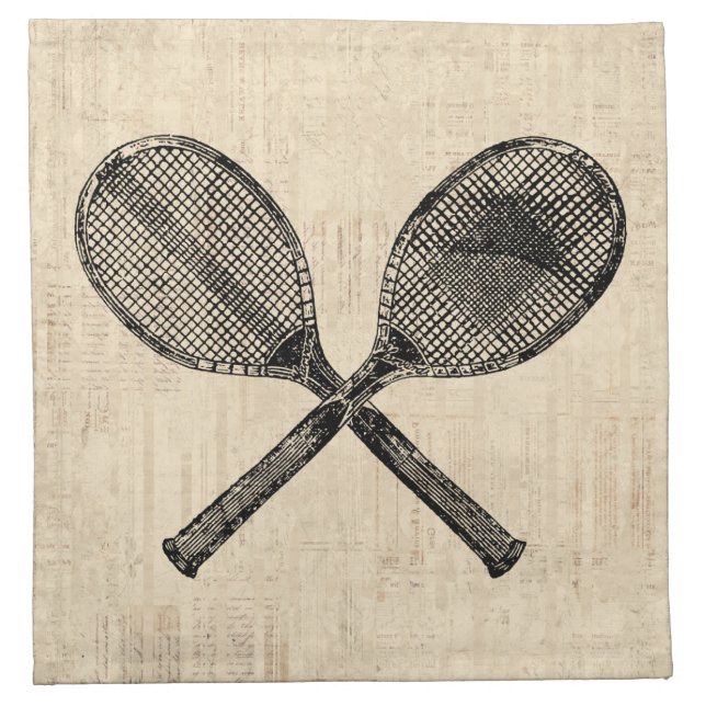 Tennis Rackets Antique Tennis Racquet Script Paper Cloth Napkin (Front)