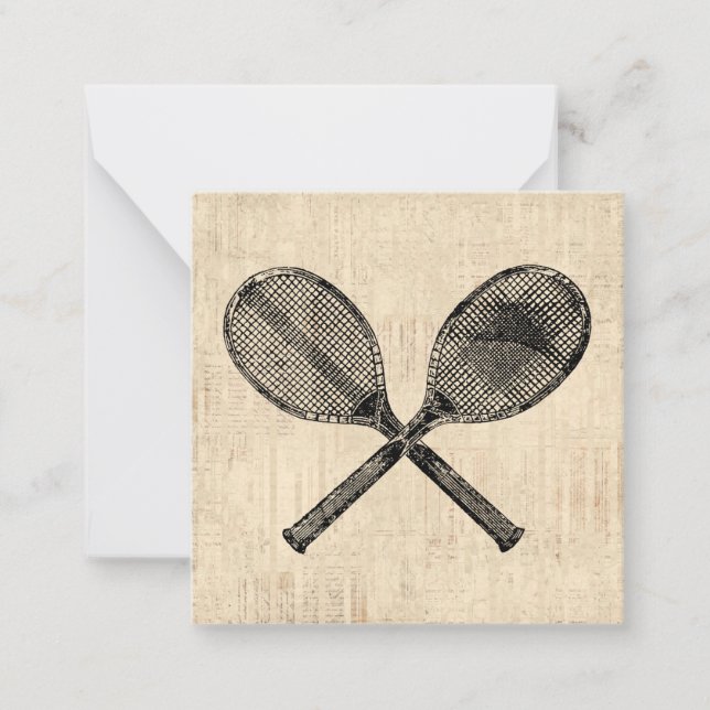 Tennis Rackets Antique Tennis Racquet Script Paper Note Card (Front)