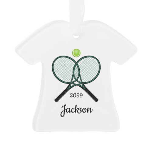 Tennis Rackets &amp; Ball Christmas Acrylic Ornament