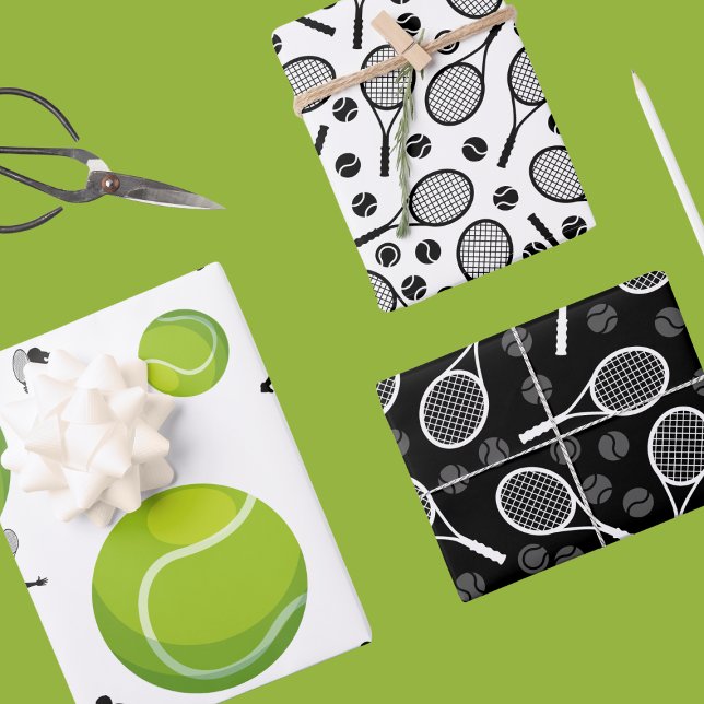 Tennis Rackets & Balls Birthday Gift Wrapping Paper Sheets (Creator Uploaded)