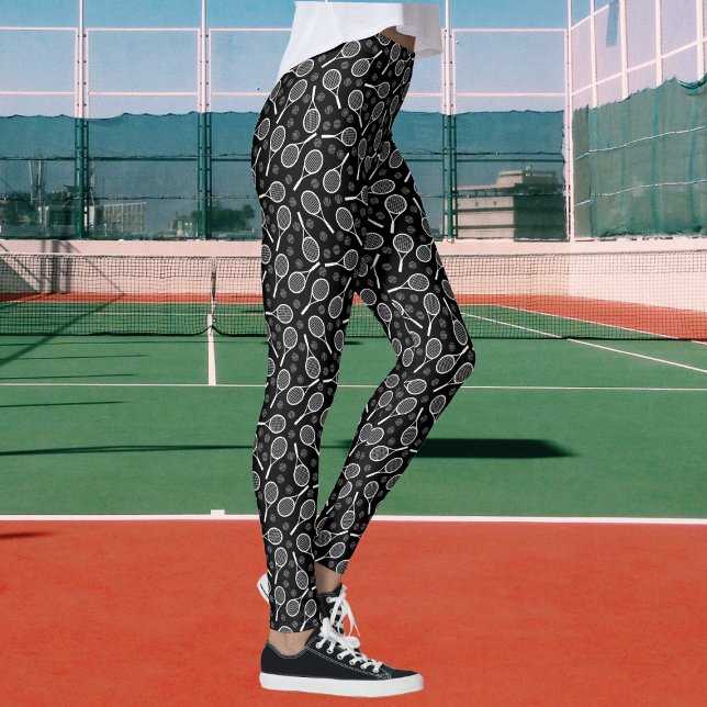 Tennis Rackets & Balls Grey Sports Pattern Women’s Leggings (Creator Uploaded)