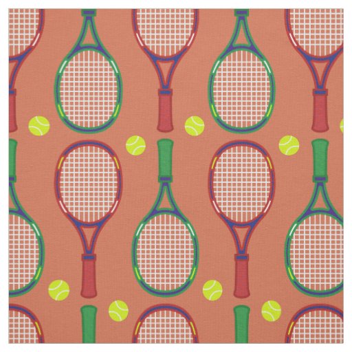 Tennis Rackets & Balls Pattern Fabric