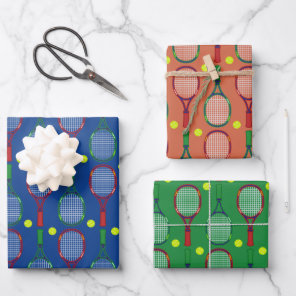 Tennis Rackets & Balls Pattern Wrapping Paper Sheets
