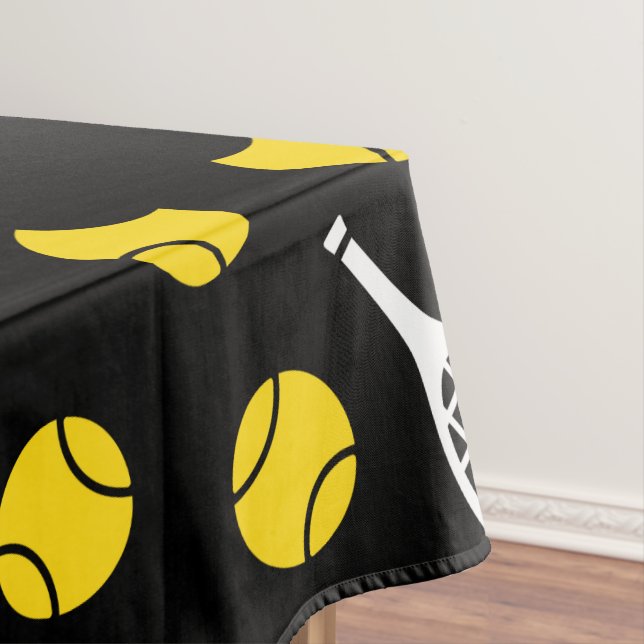 Tennis Rackets & Balls Player Coach Yellow Black  Tablecloth (In Situ)