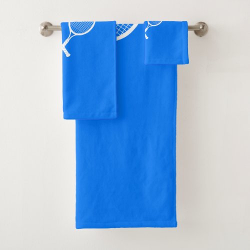 Tennis Rackets Blue Backgroud   Bath Towel Set