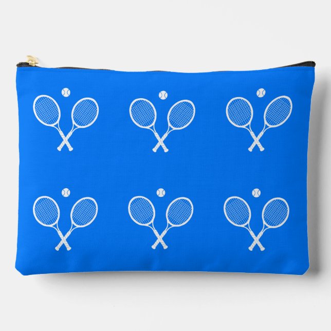 Tennis Rackets Blue Background   Accessory Pouch (Front)