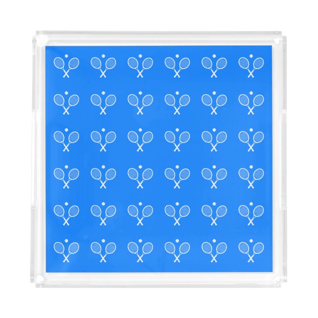 Tennis Rackets Blue Background   Acrylic Tray (Front)
