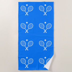 Tennis Rackets Blue Background   Beach Towel