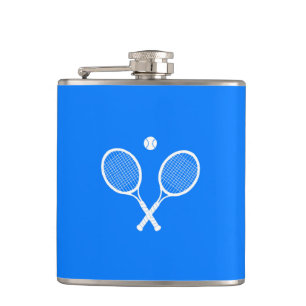 Tennis Rackets Blue Background Flask