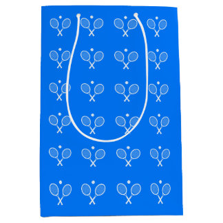 Tennis Rackets Blue Background Medium Gift Bag