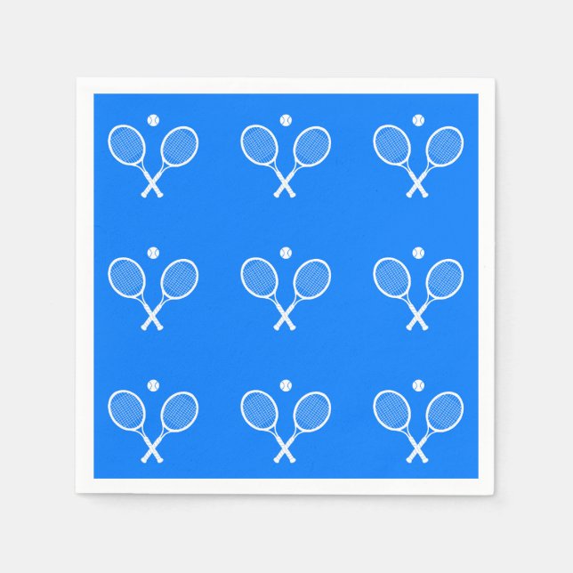 Tennis Rackets Blue Background   Napkins (Front)