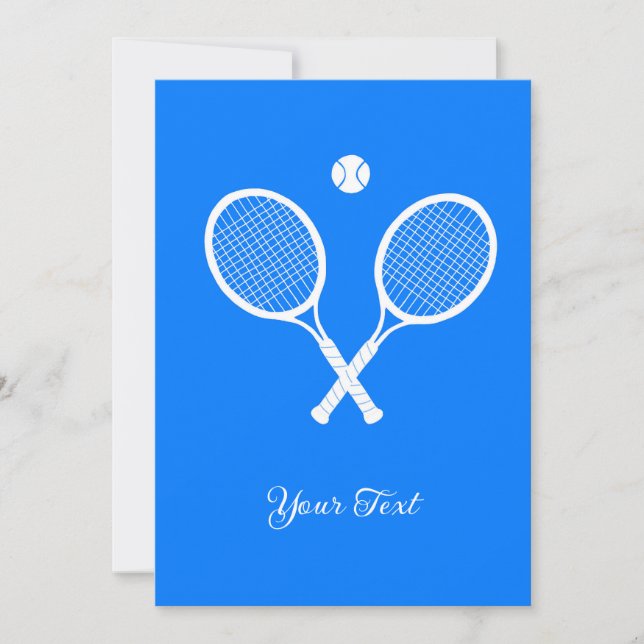Tennis Rackets Blue Background  Party Personalized Invitation (Front)