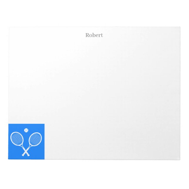 Tennis Rackets Blue Background Personalized Notepad (Front)