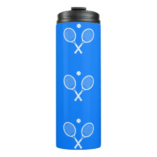 Tennis Rackets Blue Background   Thermal Tumbler