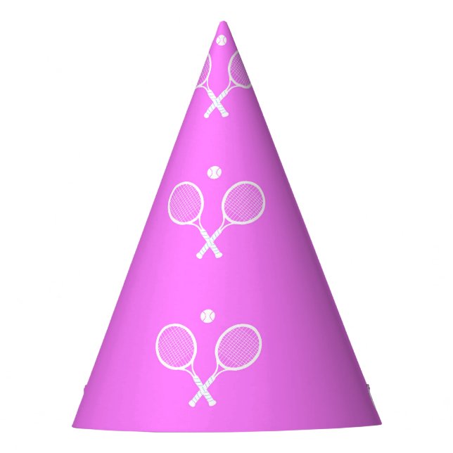 Tennis Rackets Deep Pink Background   Party Hat (Front)