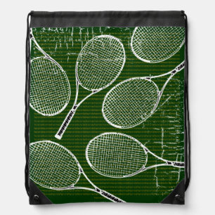tennis rackets green drawstring bag