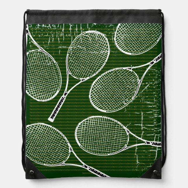 tennis rackets green drawstring bag (Front)