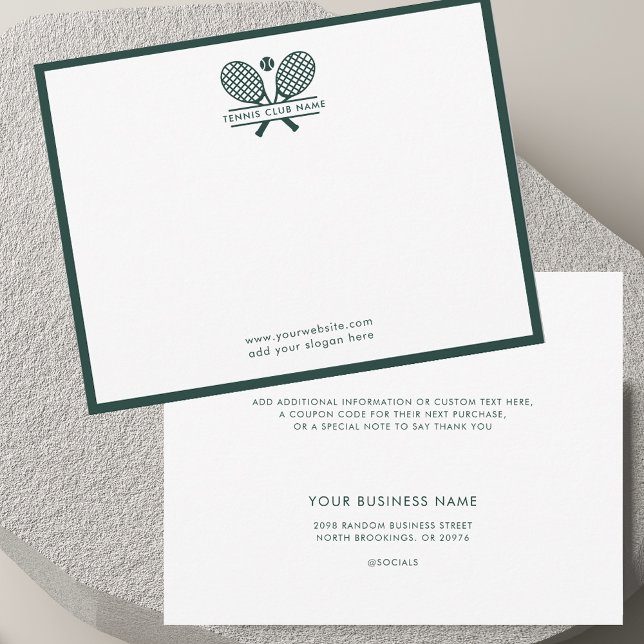 Tennis Rackets Icon Club Name Green Borders Thank You Card (Tennis Rackets Icon Club Name Green Borders Thank You Card)