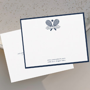 Tennis Rackets Icon Club Name Navy Blue Borders Thank You Card