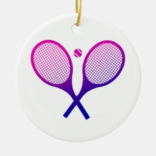 Tennis Rackets Magenta to Purple Ombre Ceramic Ornament