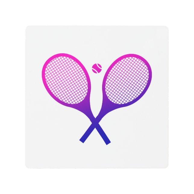 Tennis Rackets Magenta to Purple Ombre   Metal Print (Front)