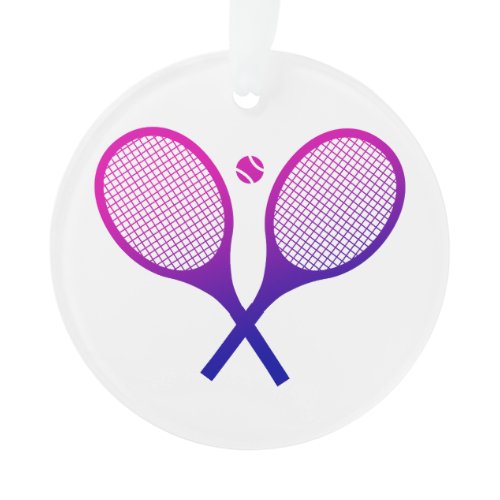 Tennis Rackets Magenta to Purple Ombre    Ornament
