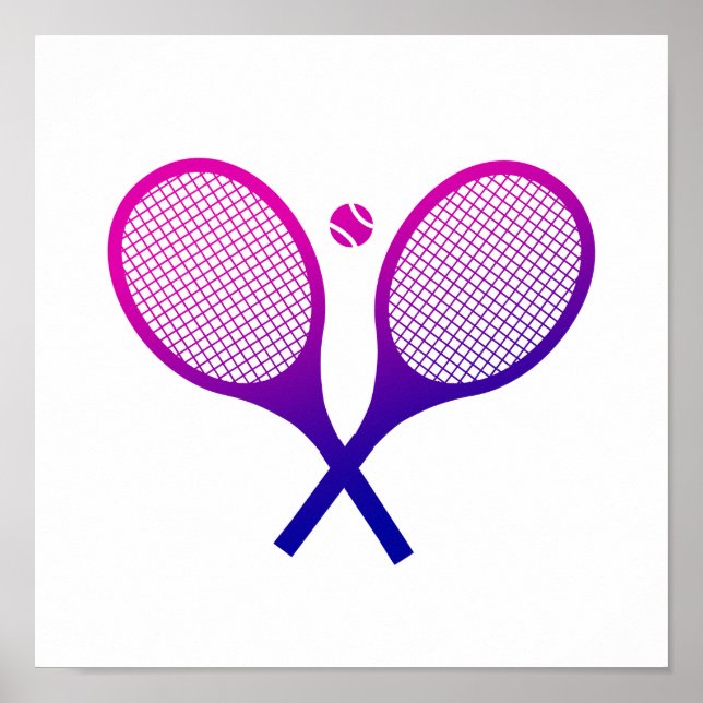 Tennis Rackets Magenta to Purple Ombre  Poster (Front)