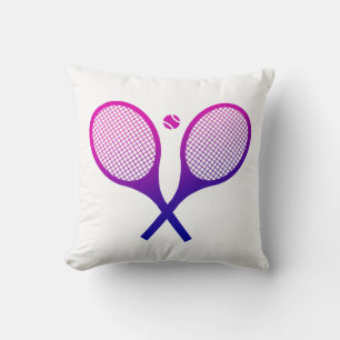 Tennis Rackets Magenta to Purple Ombre Throw Pillow