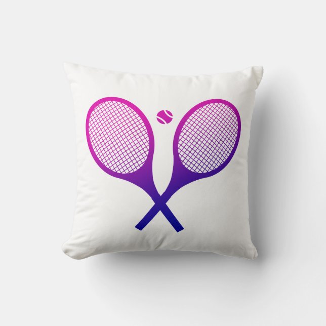 Tennis Rackets Magenta to Purple Ombre   Throw Pillow (Front)