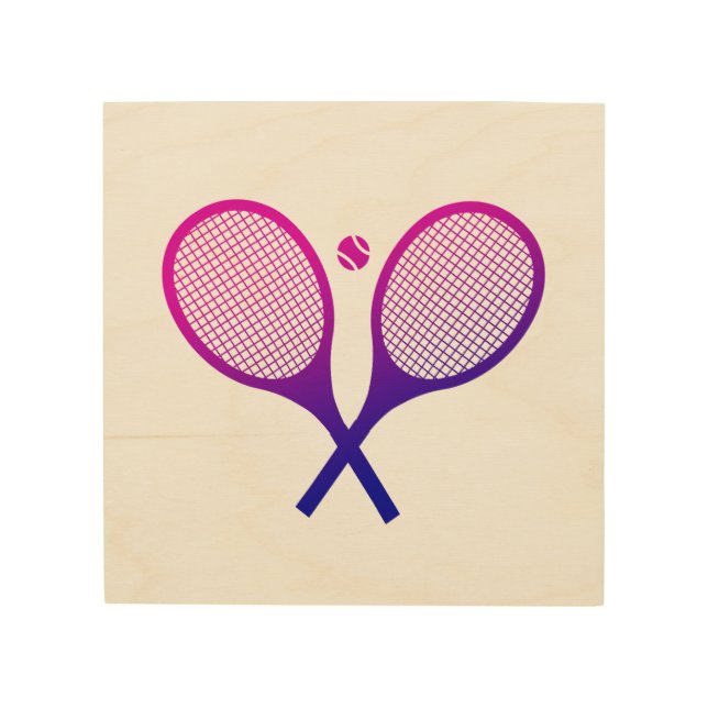 Tennis Rackets Magenta to Purple Ombre  Wood Wall Art (Front)