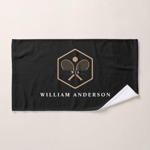 Tennis Rackets Monogram  Name Green Grass Court Hand Towel