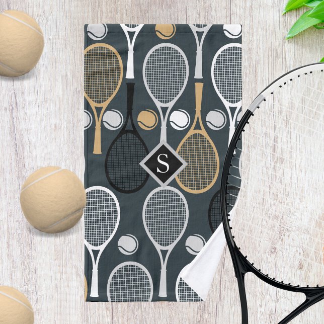 Tennis Rackets Monogram Sport Hand Towel (Creator Uploaded)