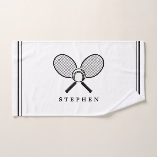 Tennis Rackets  Name Black  White Sports Hand Towel