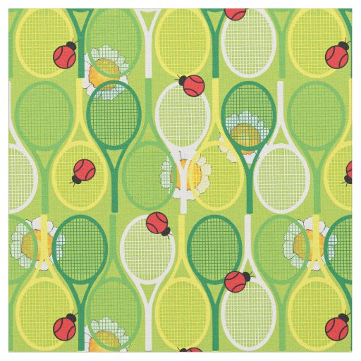 💚🐞🎾 Tennis rackets on green, custom size Fabric