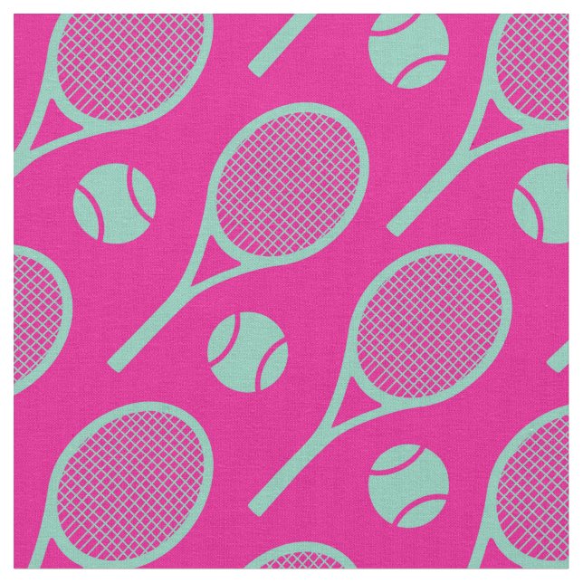 💗🤩🎾Tennis rackets on pink background - new Fabric (Close Up)