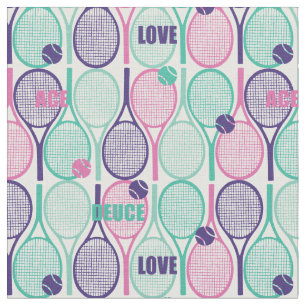 Tennis rackets on white background fabric