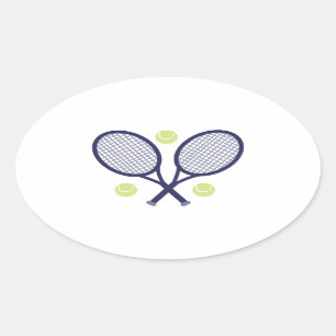 Tennis Rackets Oval Sticker