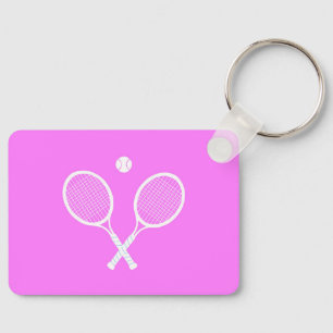 Tennis Rackets Party Deep Pink Keychain