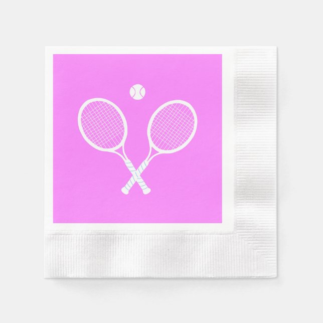 Tennis Rackets Party Deep Pink   Napkins (Front)