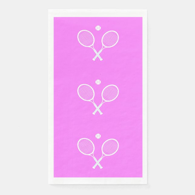 Tennis Rackets Party Deep Pink   Paper Guest Towels (Front)