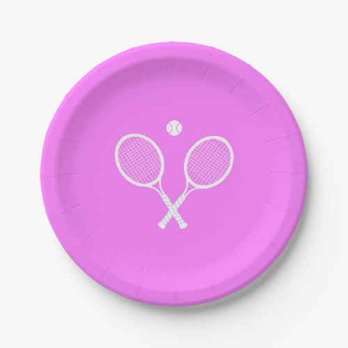 Tennis Rackets Party Deep Pink  Paper Plates