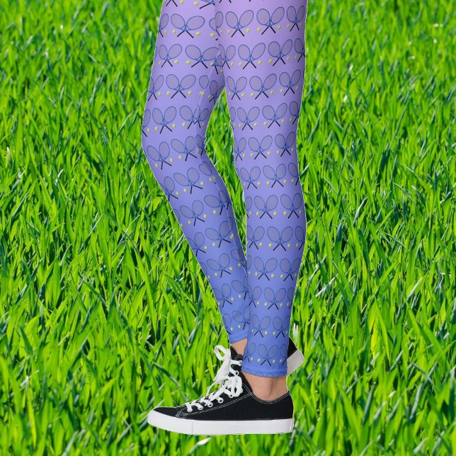 Tennis rackets pattern blue pink sporty leggings (Creator Uploaded)