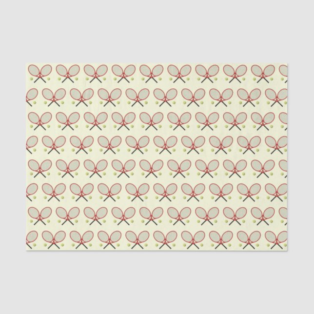 Tennis rackets pattern cream tissue paper (Front)