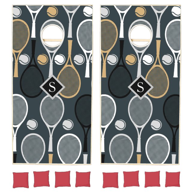 Tennis Rackets Personalized Monogrammed Sport Name Cornhole Set (Set)