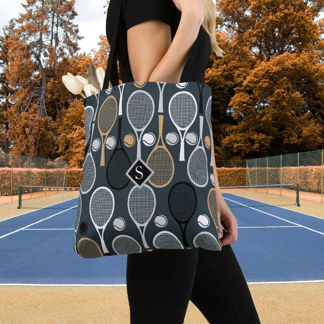Tennis Rackets Personalized Monogrammed Sport Name Tote Bag (Creator Uploaded)