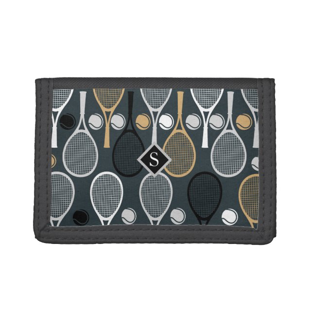 Tennis Rackets Personalized Monogrammed Sport Name Trifold Wallet (Front)