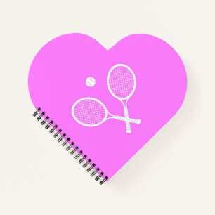 Tennis Rackets Pink Heart Notebook