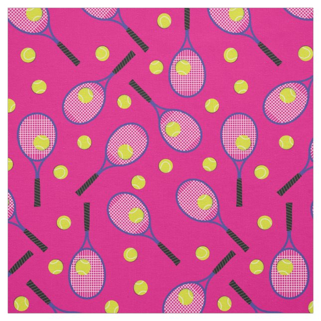 Tennis Rackets Sports Pink Girls Fabric (Swatch)