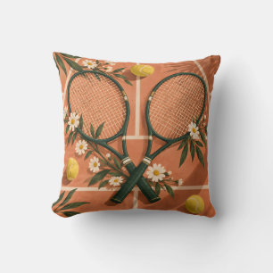 Tennis Rackets Weekend Pattern Throw Pillow