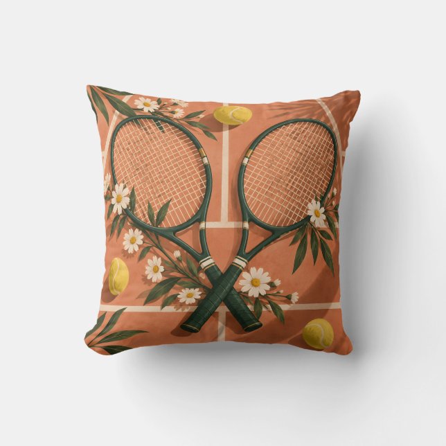Tennis Rackets Weekend Pattern Throw Pillow (Front)